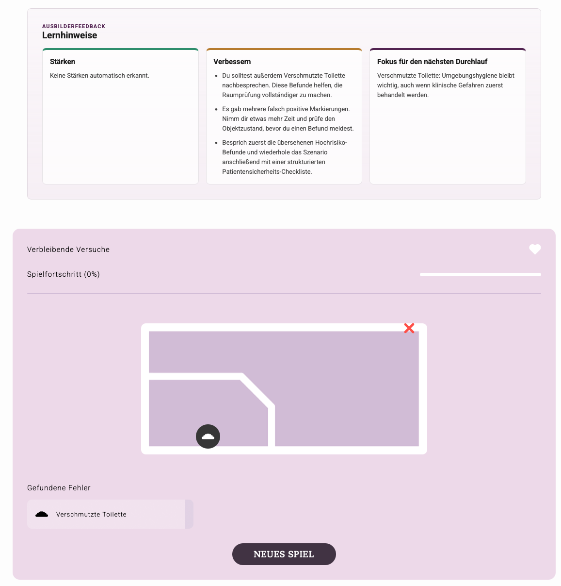 Evaluation report — learning hints and final room state