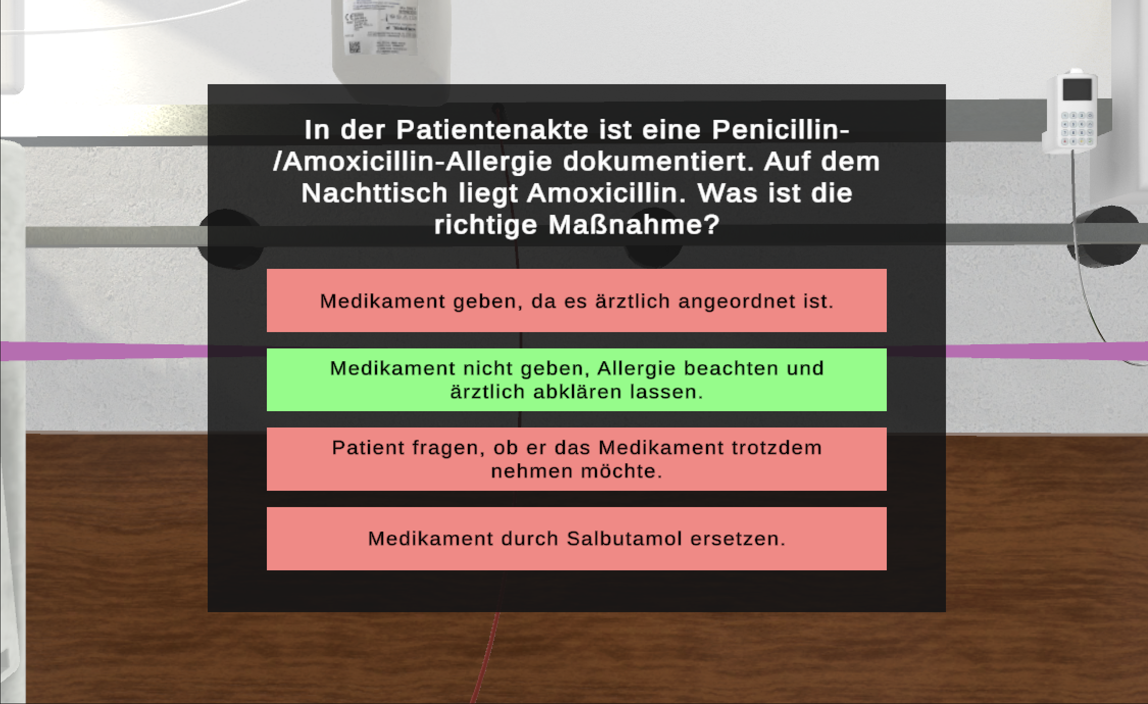 Allergy decision popup — answer options